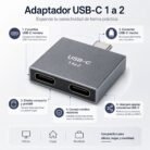 Adaptador USB-C macho a doble USB-C hembra