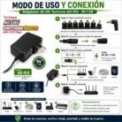 daptador de Corriente Techman AD-912 9V 1200mA con 6 Conectores