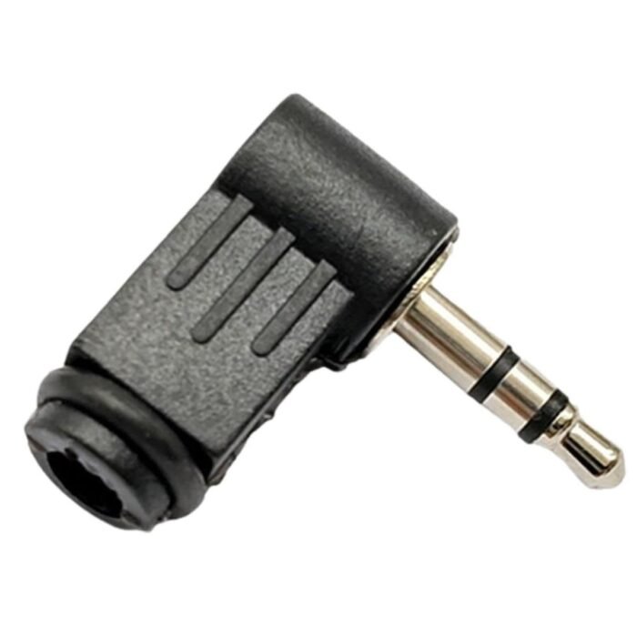Conector Jack 3.5 mm Macho TRS Estéreo Acodado 90° para Soldar Cable