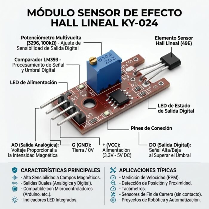 Módulo Sensor de Efecto Hall Lineal KY-024