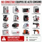 multitoma metálica regleta eléctrica multitoma 6 salidas regleta 6 tomas multitoma con switch multitoma con fusible extensión eléctrica multitoma negra tomas naranjas conexión a tierra multitoma para oficina multitoma para hogar multitoma para negocio