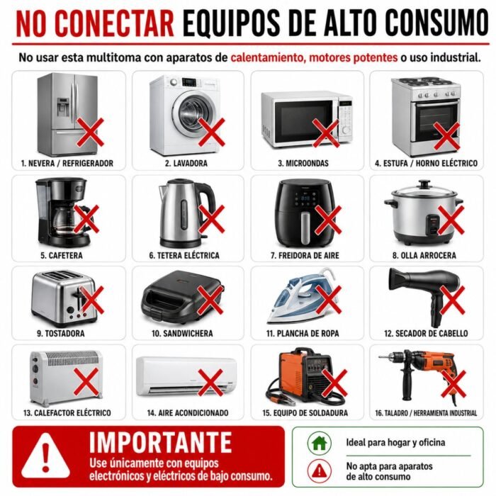 multitoma metálica regleta eléctrica multitoma 6 salidas regleta 6 tomas multitoma con switch multitoma con fusible extensión eléctrica multitoma negra tomas naranjas conexión a tierra multitoma para oficina multitoma para hogar multitoma para negocio