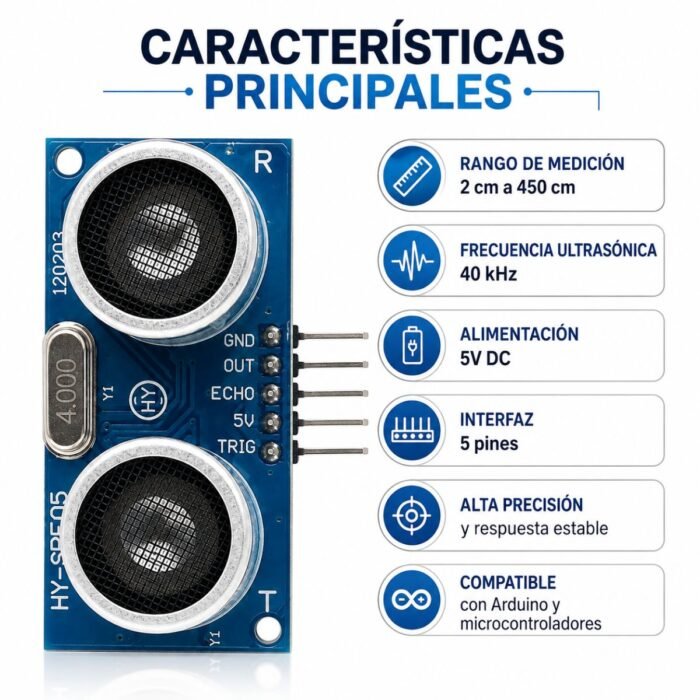 Sensor Ultrasónico HY-SRF05 5 Pines Para Arduino