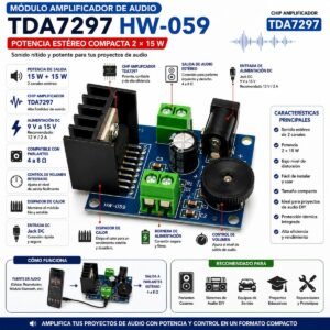 Módulo Amplificador de Audio TDA7297 HW-059 Estéreo