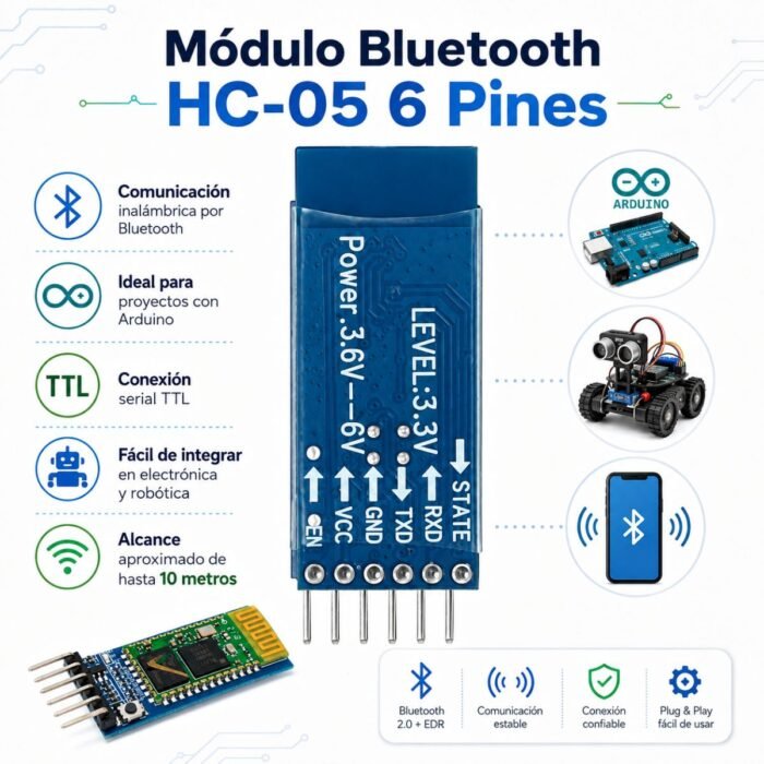 Módulo Bluetooth HC-05 de 6 pines