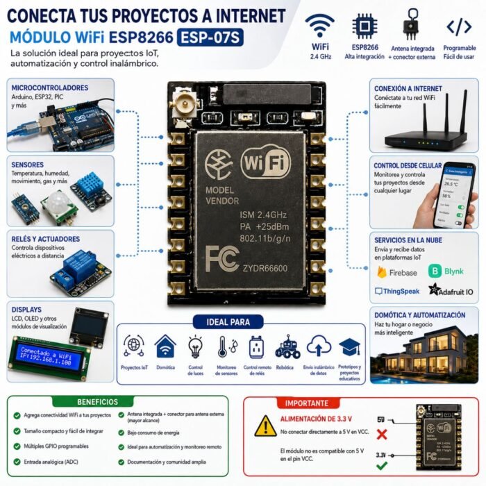 Módulo WiFi ESP8266 ESP-07 2.4GHz para Arduino e IoT