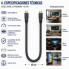 Cable HDMI 2.0 de 60cm 4K 60Hz HDR 18Gbps