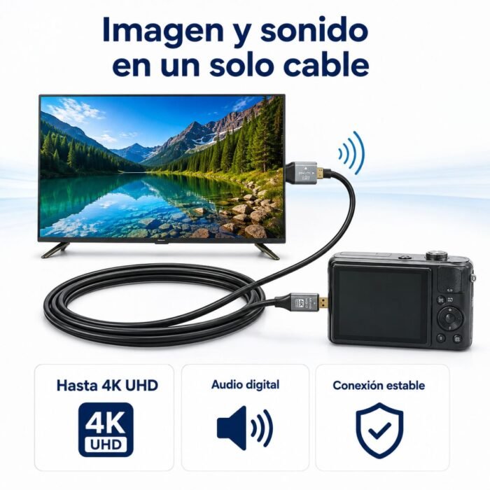 Cable HDMI Tipo A macho a Micro HDMI Tipo D macho de 1,5 metros.