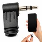 Conector Jack 3.5 mm Macho TRS Estéreo Acodado 90° para Soldar Cable
