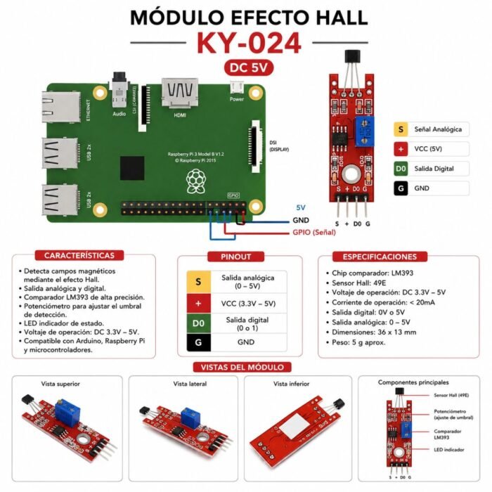 Módulo Sensor de Efecto Hall Lineal KY-024