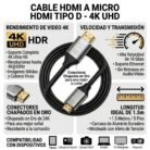 Cable HDMI Tipo A macho a Micro HDMI Tipo D macho de 1,5 metros.