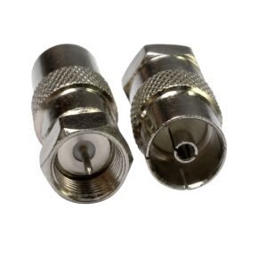 Adaptador Coaxial F Macho a TV Hembra IEC/PAL Metálico 75 Ohmios