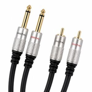 Cable de Audio DIGITAL 2 RCA Macho a 2 Plug 6.35 mm Macho 90 cm