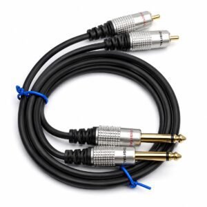 Cable de Audio DIGITAL 2 RCA Macho a 2 Plug 6.35 mm Macho 90 cm