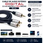Cable de Audio Estéreo DIGITAL 3.5 mm Macho a 2 RCA Macho de 90 cm