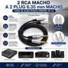 Cable de Audio DIGITAL 2 RCA Macho a 2 Plug 6.35 mm Macho 90 cm