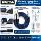 Cable de Audio Estéreo DIGITAL 3.5 mm Macho a 2 Plug 6.3 mm Macho 3.6 Metros