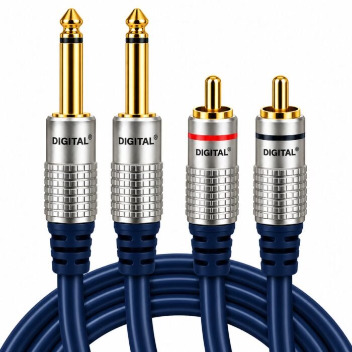 Cable de Audio DIGITAL 2 Plug 6.3 mm Macho Monofónico a 2 RCA Macho 1,8 Metros