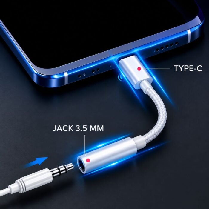 Adaptador de Audio USB Tipo-C Macho a Jack 3.5 mm Hembra Adaptador de Audio USB Tipo-C Macho a Jack 3.5 mm Hembra