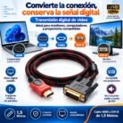 Cable HDMI Macho a DVI-D 24+1 Macho 1,5 Metros Trenzado Full HD