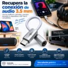 Adaptador de Audio USB Tipo-C Macho a Jack 3.5 mm Hembra