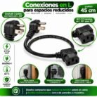 Cable de Poder para PC en L 90° 45 cm NEMA 5-15P a IEC C13 Hembra