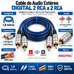 Cable de Audio DIGITAL 2 RCA Macho a 2 RCA Macho 1,8 Metros
