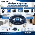 Cable Extensión de Audio DIGITAL 3.5 mm Macho Estéreo a Hembra Estéreo 7,5 Metros