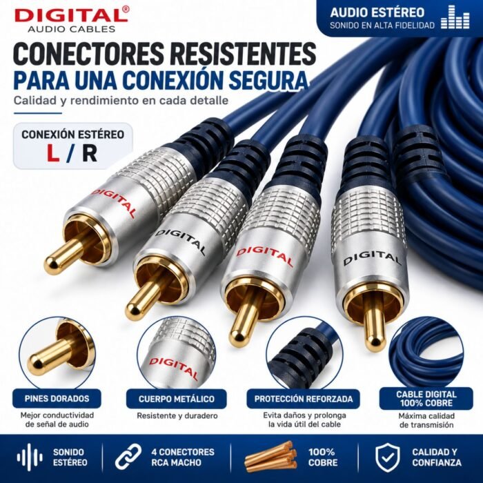 Cable de Audio DIGITAL 2 RCA Macho a 2 RCA Macho 1,8 Metros