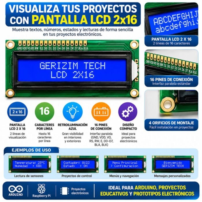 Módulo LCD 2x16 Fondo Azul