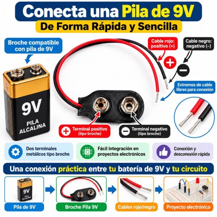 Broche Conector para Pila 9V Broche Conector para Pila 9V