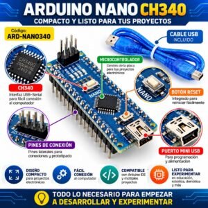 Arduino Nano CH340 Mini USB con Cable