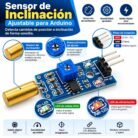Sensores de inclinación para proyectos de electrónica, robótica y automatización. Permiten detectar cambios de posición y orientación en aplicaciones con Arduino y otros microcontroladores compatibles. Ideales para proyectos educativos, alarmas, prototipos y sistemas de detección de inclinación.