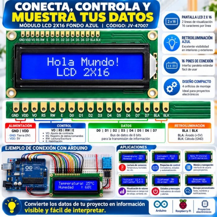 Módulo LCD 2x16 Fondo Azul