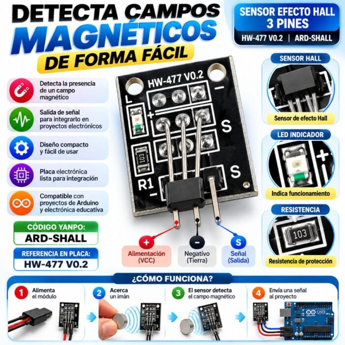 Sensor Efecto Hall 3 Pines Plate