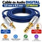 Extensión 1 macho 3,5 mm estéreo a 1 macho 6,3 mm monofónico, 1,8 m