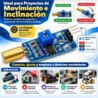 Sensores de inclinación para proyectos de electrónica, robótica y automatización. Permiten detectar cambios de posición y orientación en aplicaciones con Arduino y otros microcontroladores compatibles. Ideales para proyectos educativos, alarmas, prototipos y sistemas de detección de inclinación.