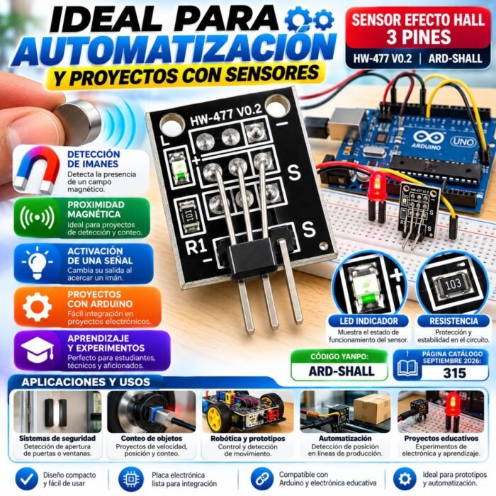 Sensor Efecto Hall 3 Pines Plate