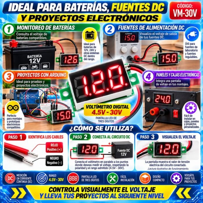 VOLTÍMETRO DIGITAL 4.5V-30V VOLTÍMETRO DIGITAL 4.5V-30V