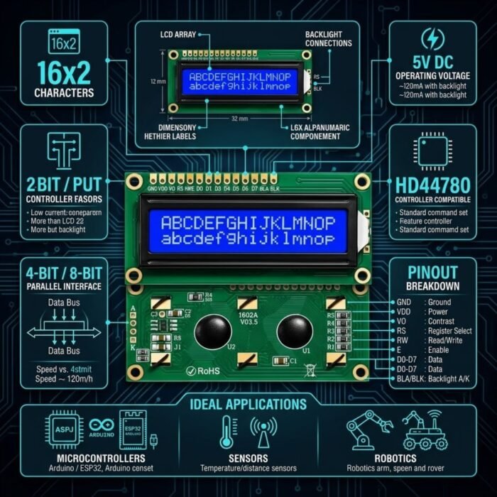 Módulo LCD 2x16 Fondo Azul