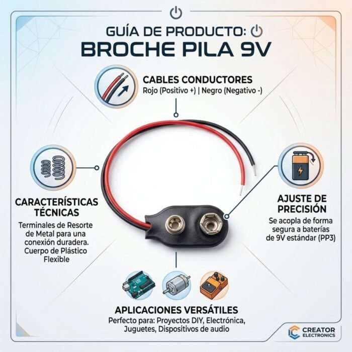 Broche Conector para Pila 9V Broche Conector para Pila 9V
