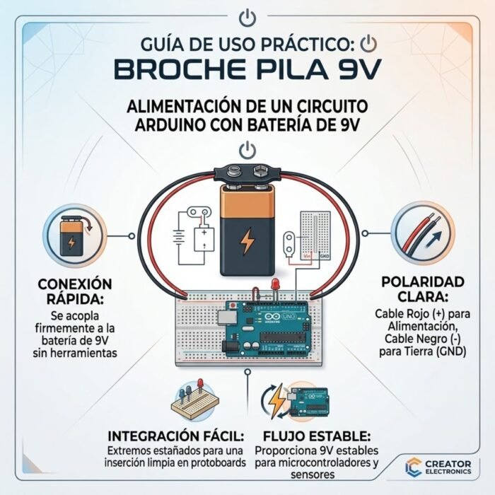Broche Conector para Pila 9V Broche Conector para Pila 9V