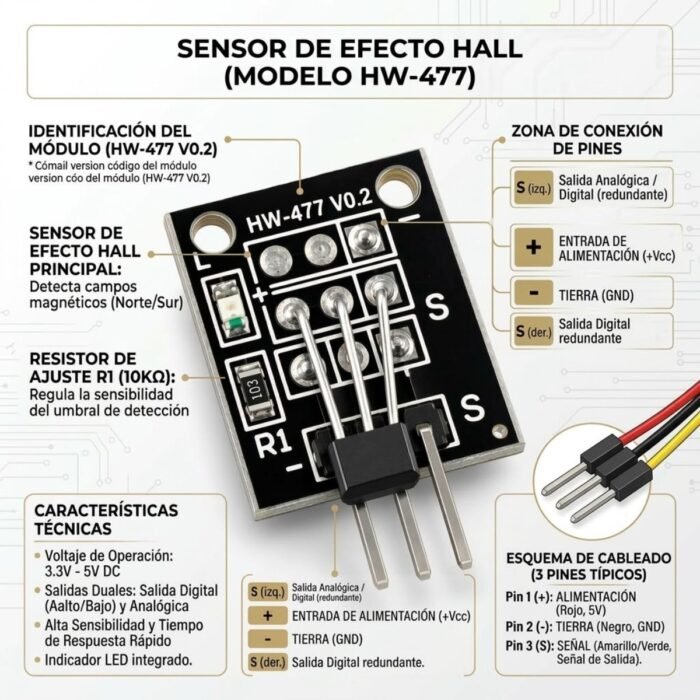 Sensor Efecto Hall 3 Pines Plate