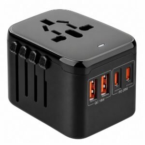 ADAPTADOR UNIVERSAL DE VIAJE OL-212PQ CON 4 PUERTOS USB, CARGA RÁPIDA PD 20W Y QC 18W