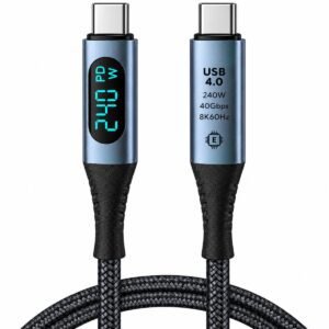 Cable USB4 Tipo C a Tipo C 1,5 m con Pantalla Digital – 240 W, 40 Gbps y 8K/60 Hz